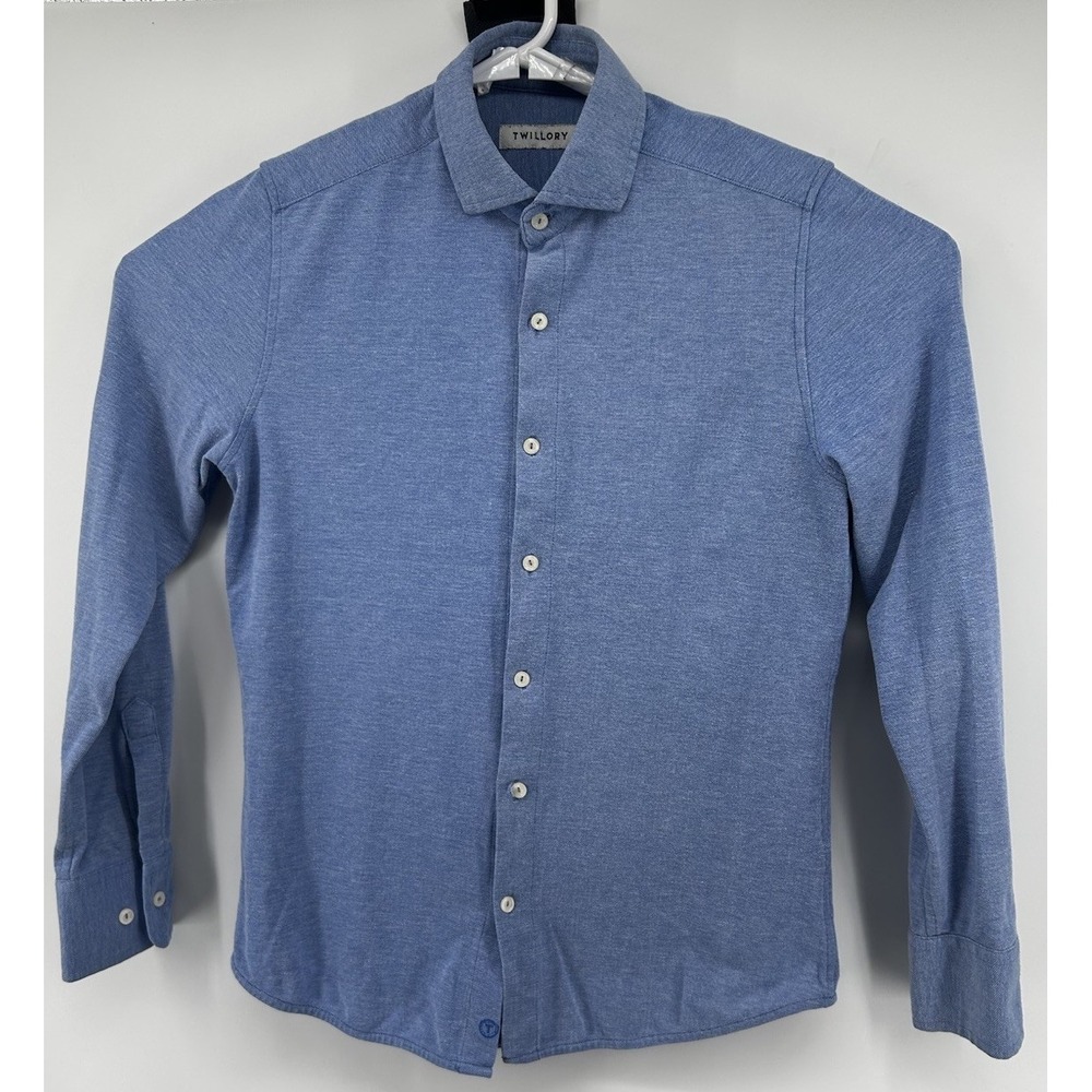 Twillory Cotton Blend Long Sleeve Button Down Shirt Blue Men's Size 15 32/33